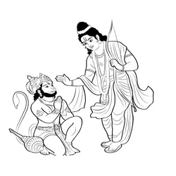Rama Give Bless To Hanuman Free Coloring Page for Kids