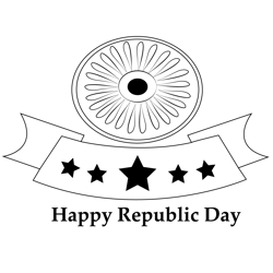 Republic Day Of India Flag Free Coloring Page for Kids