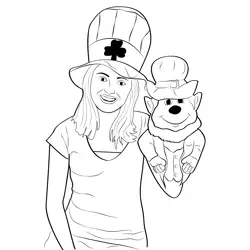 Saint Patrick Day Girl Free Coloring Page for Kids
