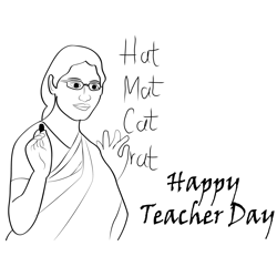 Happy Teacher Day Free Coloring Page for Kids