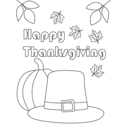 Happy Thanksgiving Hat Free Coloring Page for Kids
