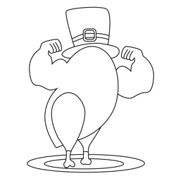 Thanksgiving Body Builder Turkey Free Coloring Page for Kids