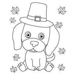 Thanksgiving Cute Dog Free Coloring Page for Kids