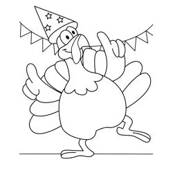 Turkey Dancing Free Coloring Page for Kids