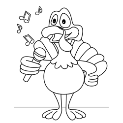 Turkey Singing Free Coloring Page for Kids