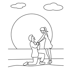 Boy Holding Girl Hand Free Coloring Page for Kids