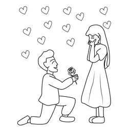 Boy Proposing Girl Free Coloring Page for Kids