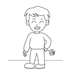 Boy With Rose Free Coloring Page for Kids