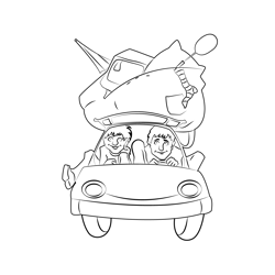 Couple In Car Free Coloring Page for Kids