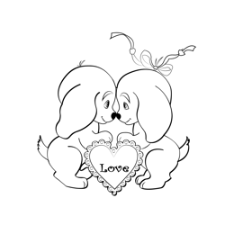 Cute Valentines Day Dogs Free Coloring Page for Kids