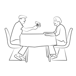 Date Dinner Free Coloring Page for Kids