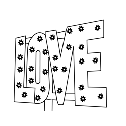 Floral Love Alphabet Free Coloring Page for Kids