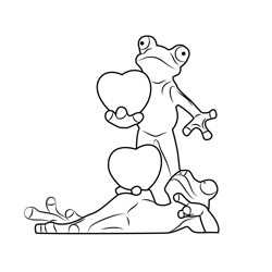 Frogs Pair Celebrate Valentine's Day Free Coloring Page for Kids