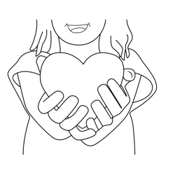 Girl Holding Heart Free Coloring Page for Kids