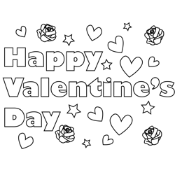 Happy Valentines Day Free Coloring Page for Kids