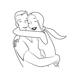Hugging Couple Free Coloring Page for Kids