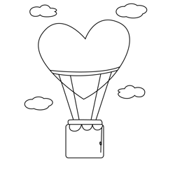 Love Air Balloon Free Coloring Page for Kids