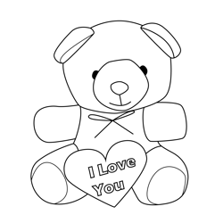 Love Teddy Bear Free Coloring Page for Kids