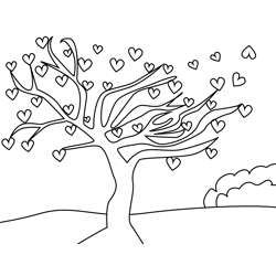 Love Tree Free Coloring Page for Kids
