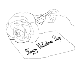 Pink Rose Happy Valentines Day Free Coloring Page for Kids