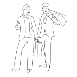 Shopping Family Free Coloring Page for Kids