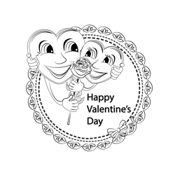 The Cake For Valentine's Day Free Coloring Page for Kids