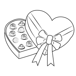 Valentine Chocolate Box Free Coloring Page for Kids