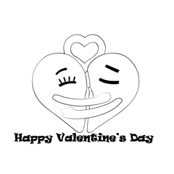 Valentine Day Keychain Kissing Couple Free Coloring Page for Kids