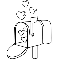 Love Mailbox with Hearts Free Coloring Page for Kids