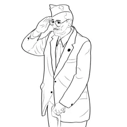 Old Man Salutes Free Coloring Page for Kids