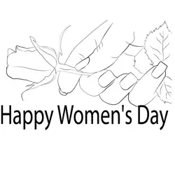 Womens Day Red Rose Free Coloring Page for Kids