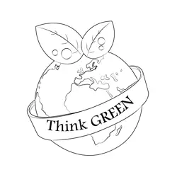 Think Green Free Coloring Page for Kids