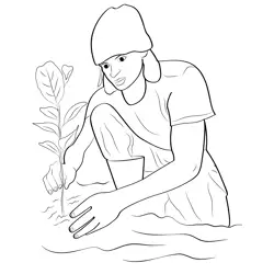 Tree Planting Plant Free Coloring Page for Kids