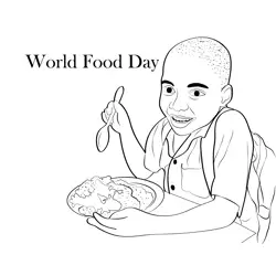 Hungry World Food Day Free Coloring Page for Kids