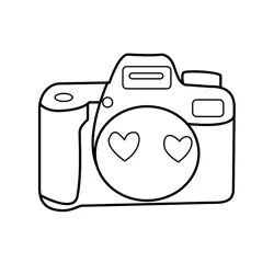Happy Hearts Camera Fun Free Coloring Page for Kids