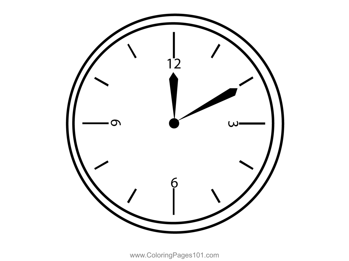 Time Clock Coloring Page for Kids Free Clocks Printable Coloring