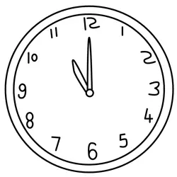 Simple Round Clock Face Free Coloring Page for Kids