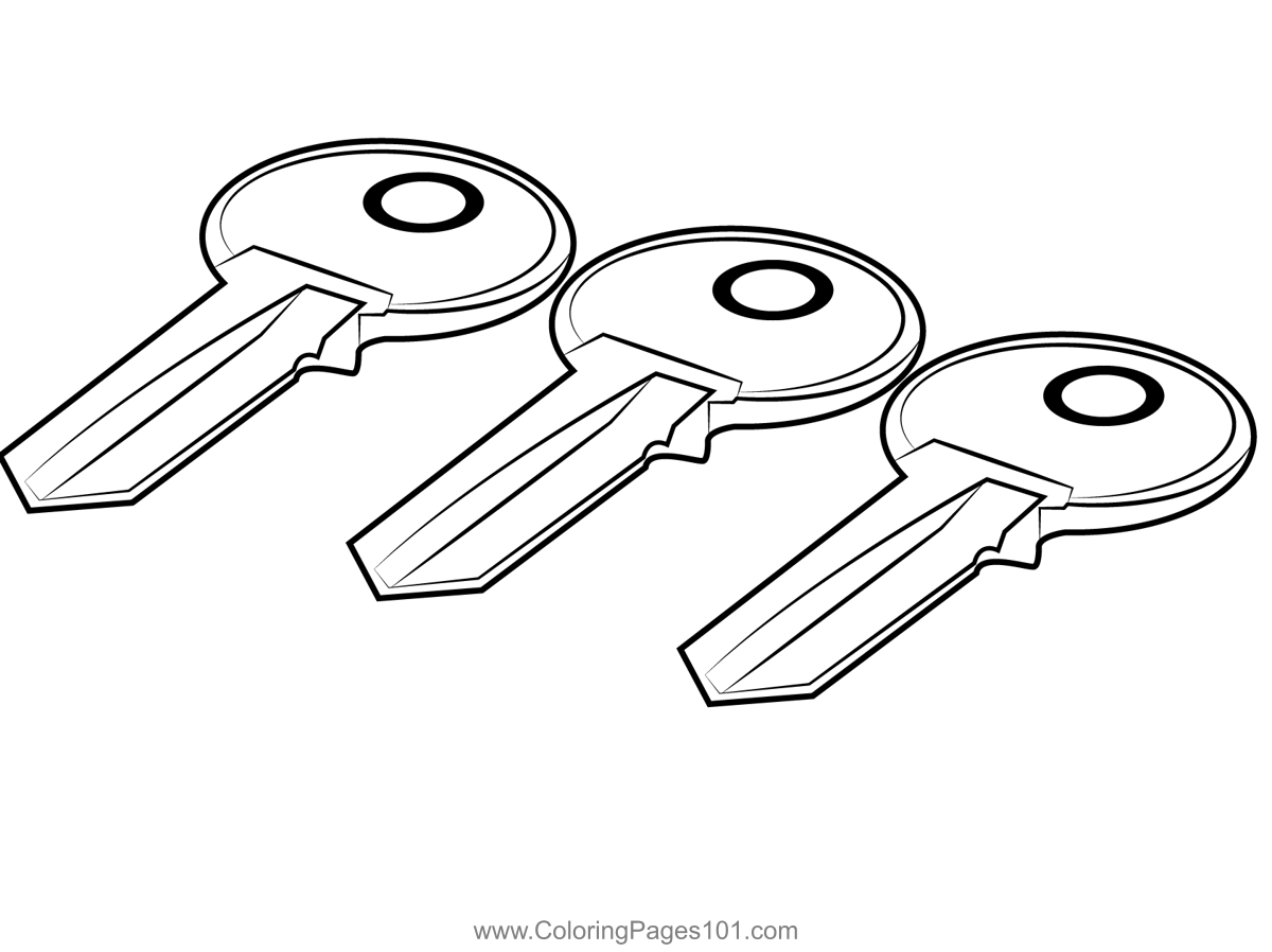 Colorful Key Coloring Page for Kids - Free Everyday Objects Printable