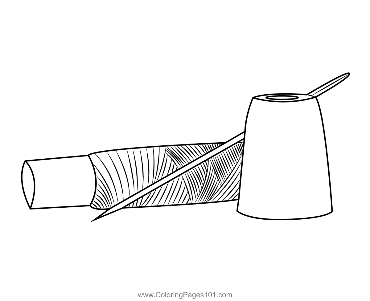 Cotton Reel And Needle Coloring Page for Kids - Free Everyday Objects