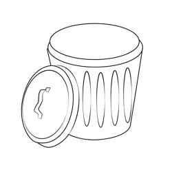 Garbage Bin Free Coloring Page for Kids