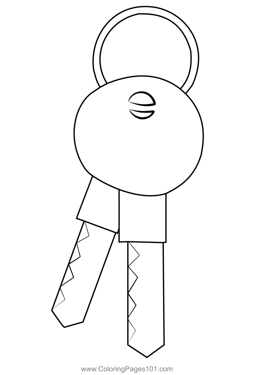 Keys Coloring Page for Kids - Free Everyday Objects Printable Coloring