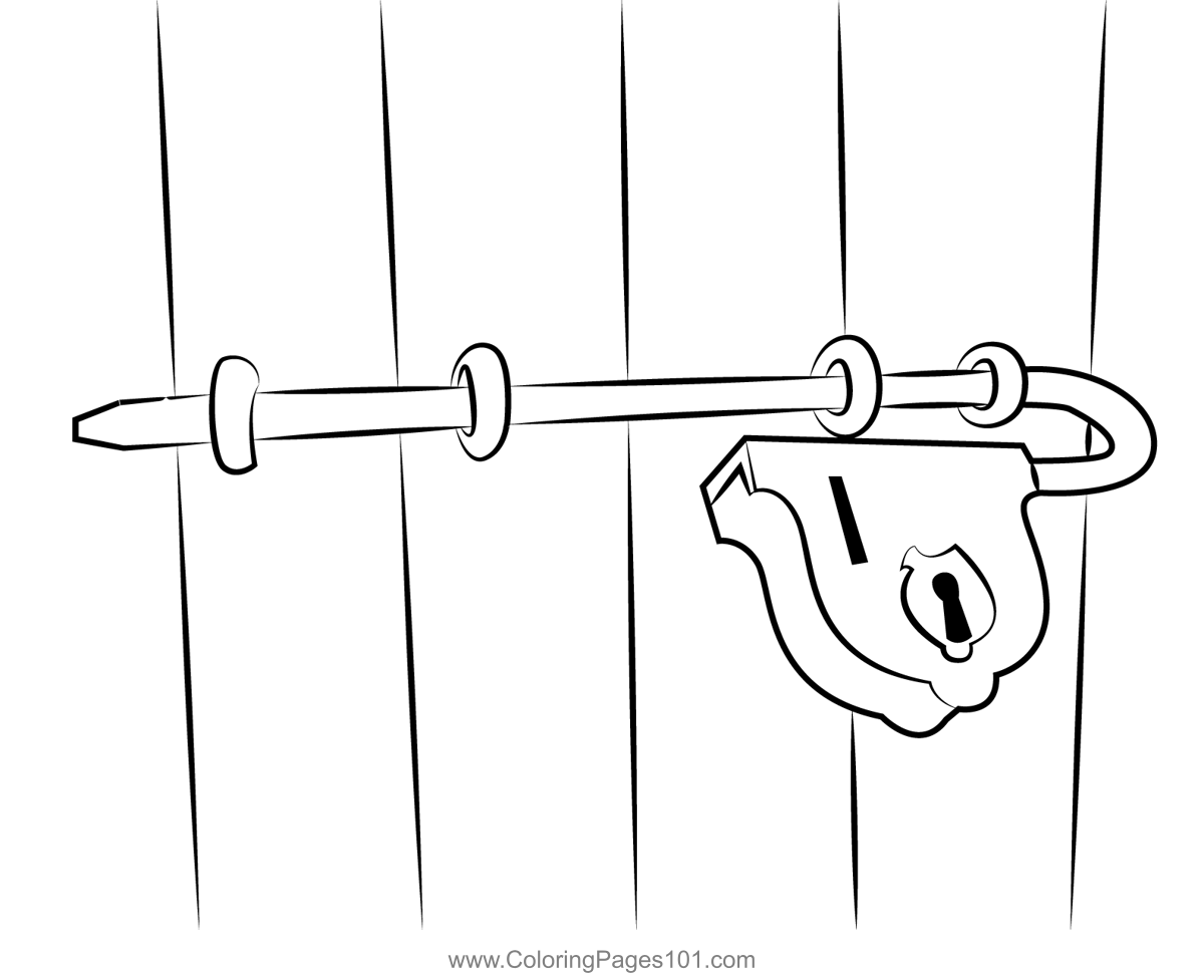 Old Door Lock Coloring Page for Kids - Free Everyday Objects Printable