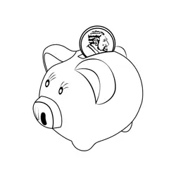 Piggy Moneybox Free Coloring Page for Kids