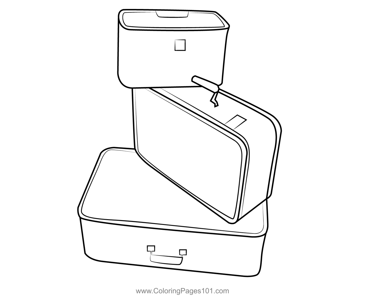 Retro Luggage Coloring Page for Kids Free Everyday Objects Printable Coloring Pages Online for
