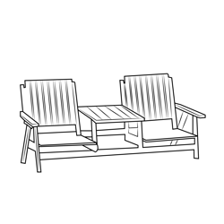 Chair And Bench Free Coloring Page for Kids