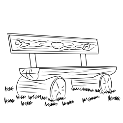 Wooden Bench In Garden Free Coloring Page for Kids