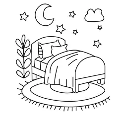 Cozy Bedtime Dream Scene Free Coloring Page for Kids