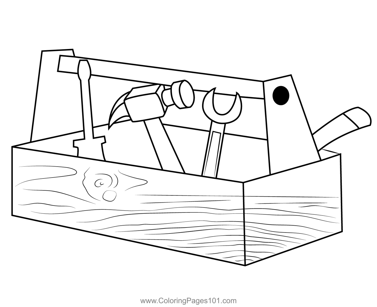Construction Toolbox Coloring Page For Kids Free Hardware Tools