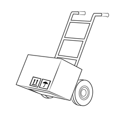 Hand Truck Moving Box Free Coloring Page for Kids