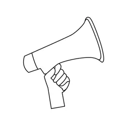 Hand Holding Loudspeaker Free Coloring Page for Kids